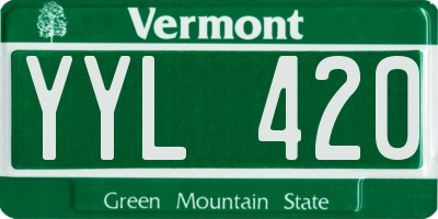 VT license plate YYL420