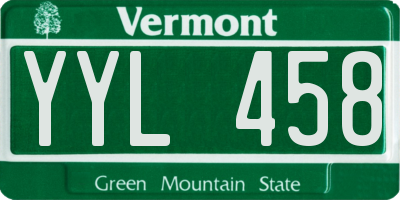 VT license plate YYL458