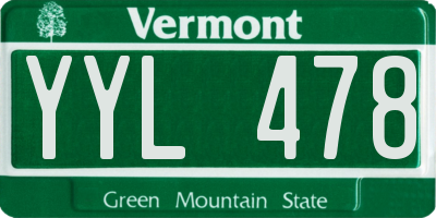 VT license plate YYL478