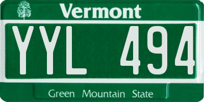 VT license plate YYL494