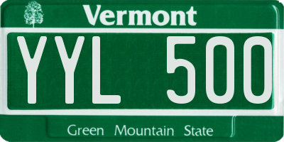 VT license plate YYL500