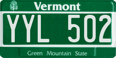 VT license plate YYL502