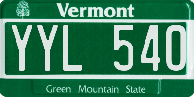 VT license plate YYL540