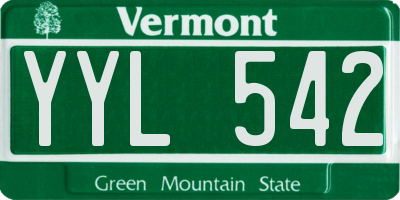 VT license plate YYL542