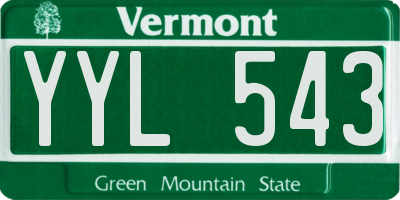 VT license plate YYL543