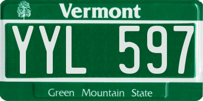VT license plate YYL597
