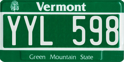 VT license plate YYL598