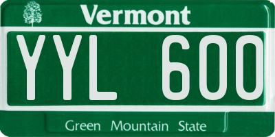 VT license plate YYL600
