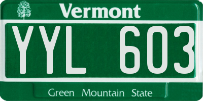 VT license plate YYL603