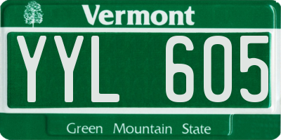 VT license plate YYL605