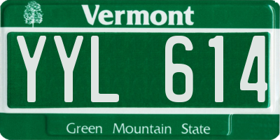 VT license plate YYL614