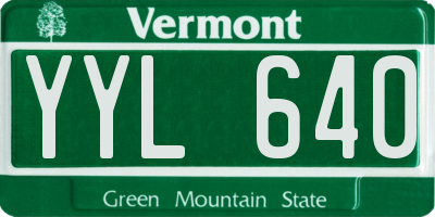 VT license plate YYL640