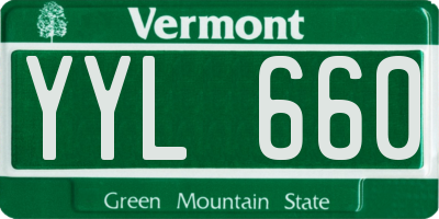 VT license plate YYL660