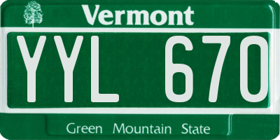 VT license plate YYL670