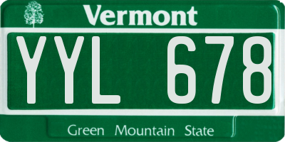 VT license plate YYL678