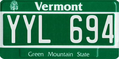 VT license plate YYL694