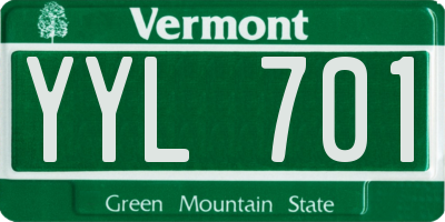 VT license plate YYL701