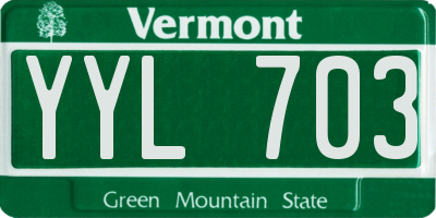 VT license plate YYL703