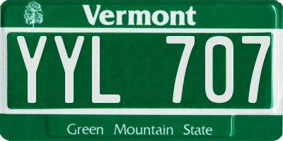 VT license plate YYL707
