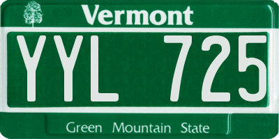 VT license plate YYL725