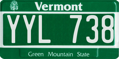 VT license plate YYL738