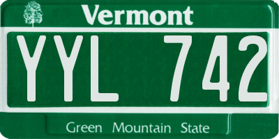 VT license plate YYL742
