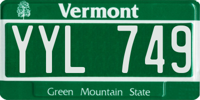 VT license plate YYL749