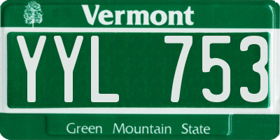 VT license plate YYL753
