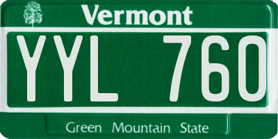 VT license plate YYL760