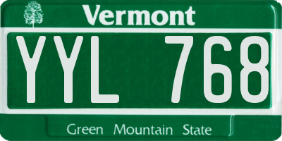 VT license plate YYL768