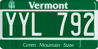 VT license plate YYL792