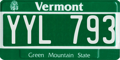 VT license plate YYL793