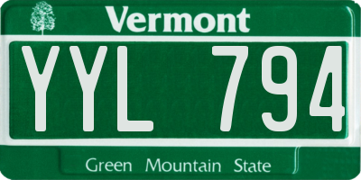 VT license plate YYL794