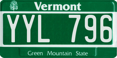 VT license plate YYL796
