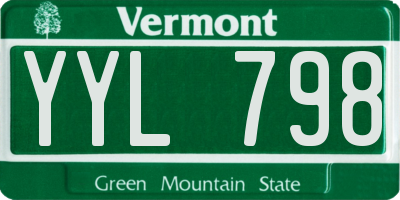 VT license plate YYL798