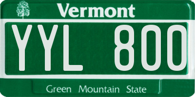 VT license plate YYL800