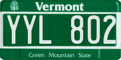 VT license plate YYL802