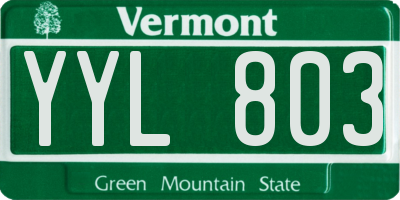 VT license plate YYL803