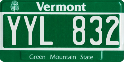 VT license plate YYL832