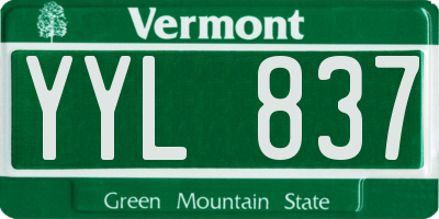 VT license plate YYL837