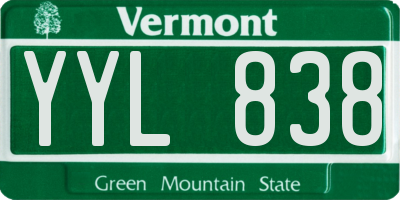 VT license plate YYL838