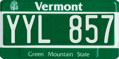 VT license plate YYL857