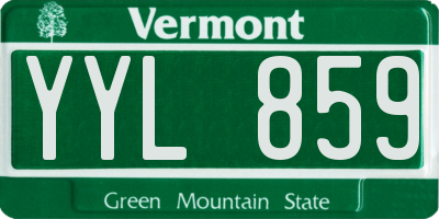 VT license plate YYL859