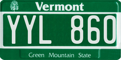 VT license plate YYL860