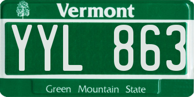 VT license plate YYL863