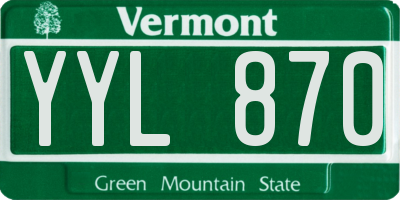 VT license plate YYL870