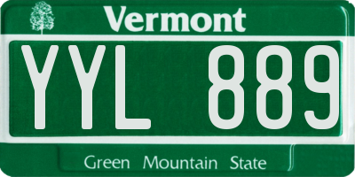 VT license plate YYL889