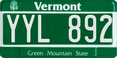 VT license plate YYL892