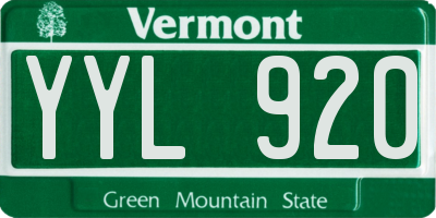 VT license plate YYL920