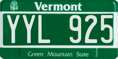 VT license plate YYL925